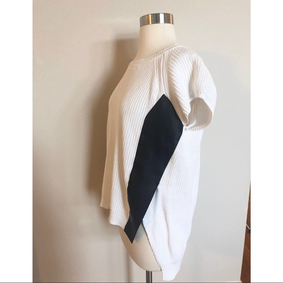 Kenneth Cole Blouse Women Sweater Short Sleeve Faux Leather White Extra Small - Picture 4 of 7